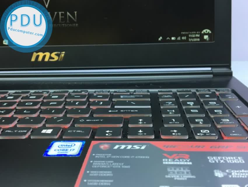 Laptop Cũ MSI GS63 6RF Stealth Pro Core i7-6700HQ, RAM 16GB, SSD 128+HDD 1TB, NVIDIA GeForce GTX 1060 (6GB), 15.6 inch Full HD
