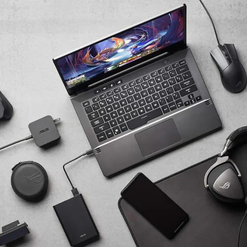 Laptop Asus Gaming ROG Zephyrus GA401II-HE019T(R7 4800HS/16GB RAM/512GB SSD/14 FHD 120Ghz/GTX 1650Ti 4GB/Win10/Túi/Xám)