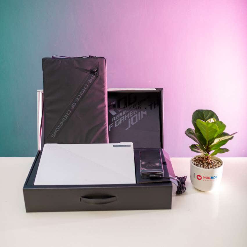 Laptop Asus Gaming ROG Zephyrus GA401II-HE152T (R7 4800HS/16GB RAM/512GB SSD/14 FHD 120Ghz/GTX 1650Ti 4GB/Win10/Túi/Trắng)