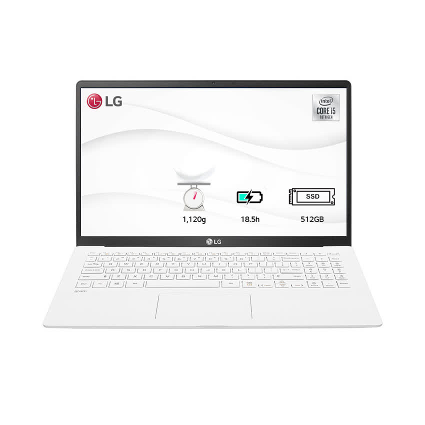 Laptop LG Gram 15ZD90N-V.AX56A5 (i5 1035G7/8GB RAM/512GBSSD/15.6 inch FHD/FP/Trắng) (model 2020)