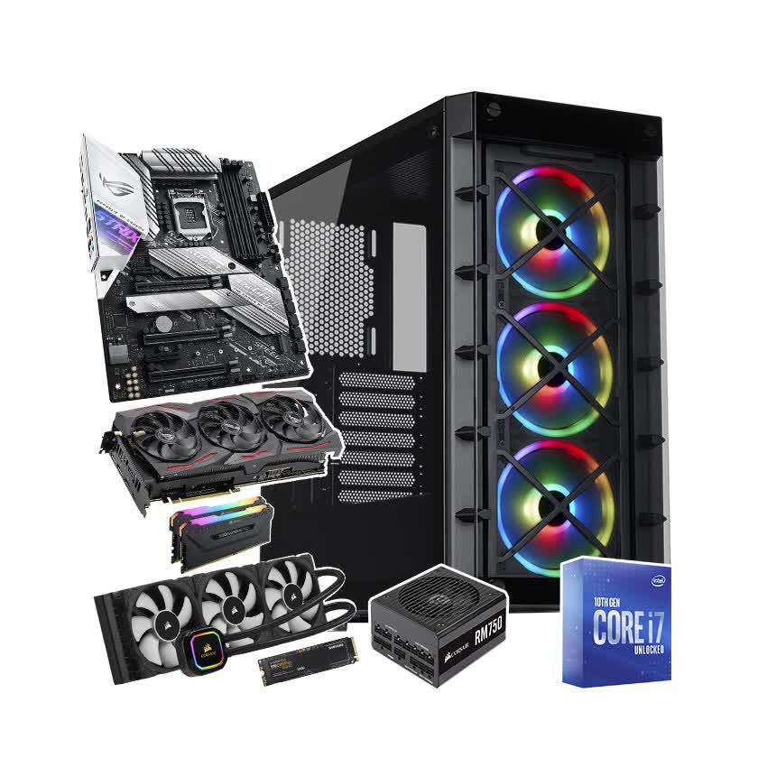 PC GAMING FALCON 019 (I7 10700K/Z490/16GB RAM/500GB SSD/RTX 2080 Super/750W/Tản AIO Corsair H100i/RGB)