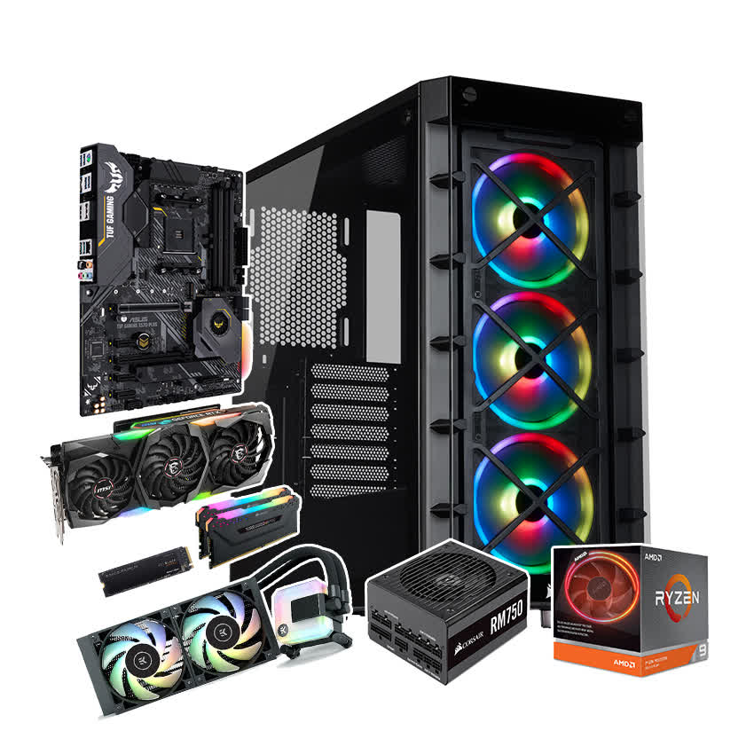 PC GAMING FALCON 029 (R9 3900X/X570/32GB RAM/250GB SSD/RTX 2070 Super/750W/Tản AIO EK/RGB)