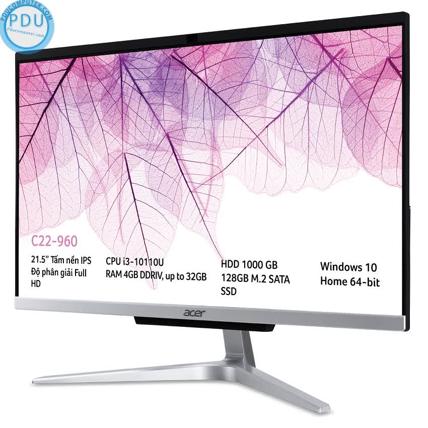 PC Acer Aspire All in one C22-960 (i3-10110U/4GB RAM/128GB SSD + 1TB HDD/21.5 inch FHD/WL+BT/K+M/Win 10) (DQ.BD8SV.001)
