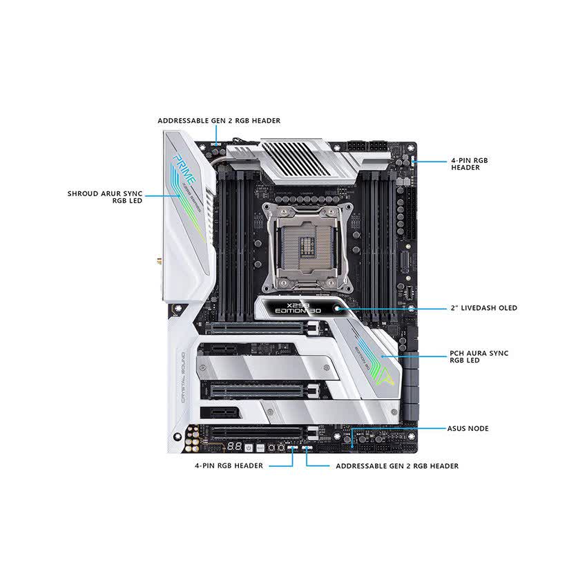 Mainboad ASUS PRIME X299 EDITION 30 (Intel X299, Socket 2066, ATX, 8 khe RAM DDR4)