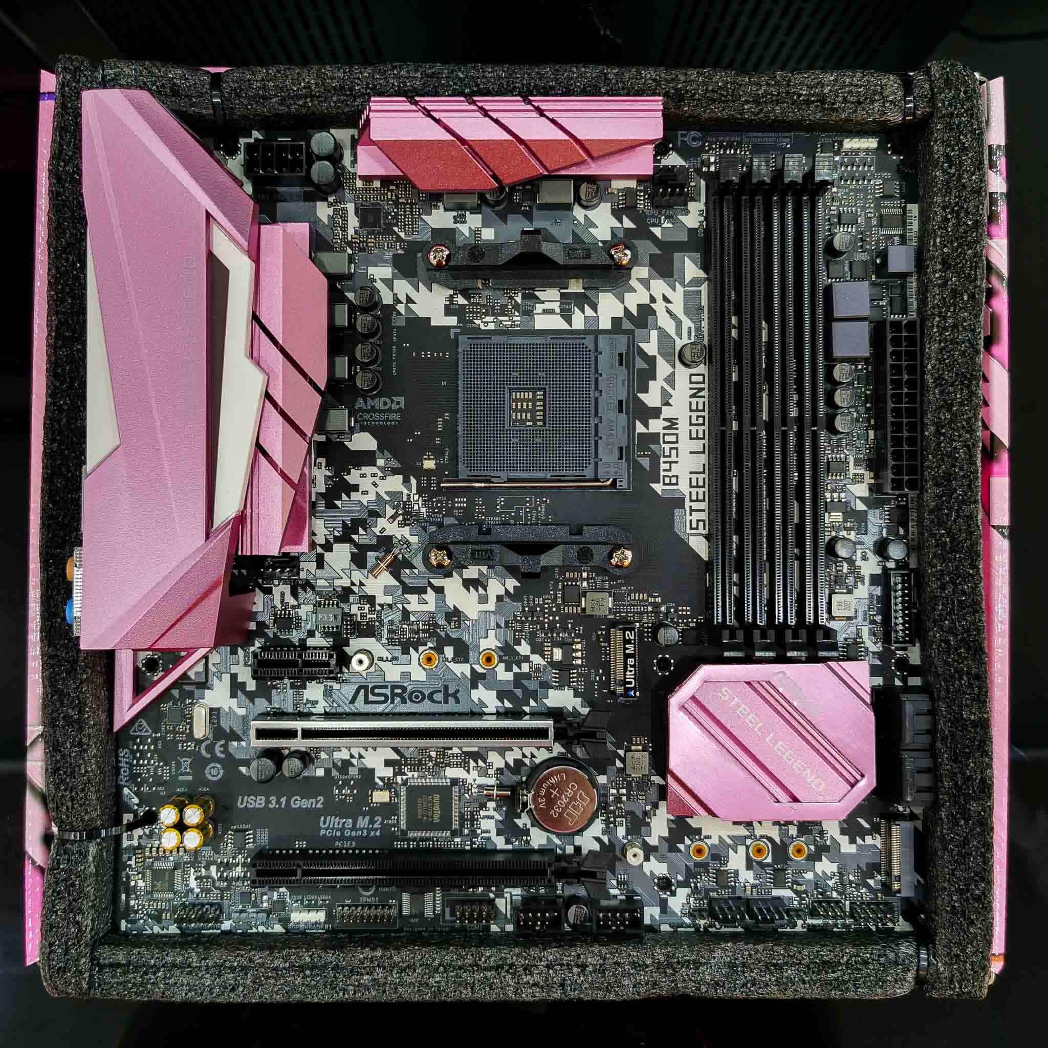 Mainboard ASROCK B450M STEEL LEGEND (Pink Edition)  (AMD B450, Socket AM4, ATX, 4 khe RAM DDR4)