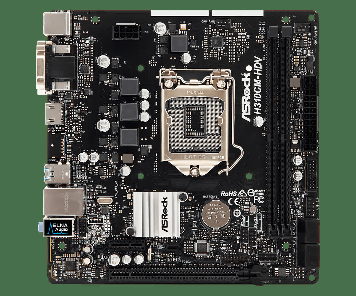 Mainboard ASROCK H310CM HDV (Intel H310, Socket 1151, m-ATX, 2 khe RAM DDR4)