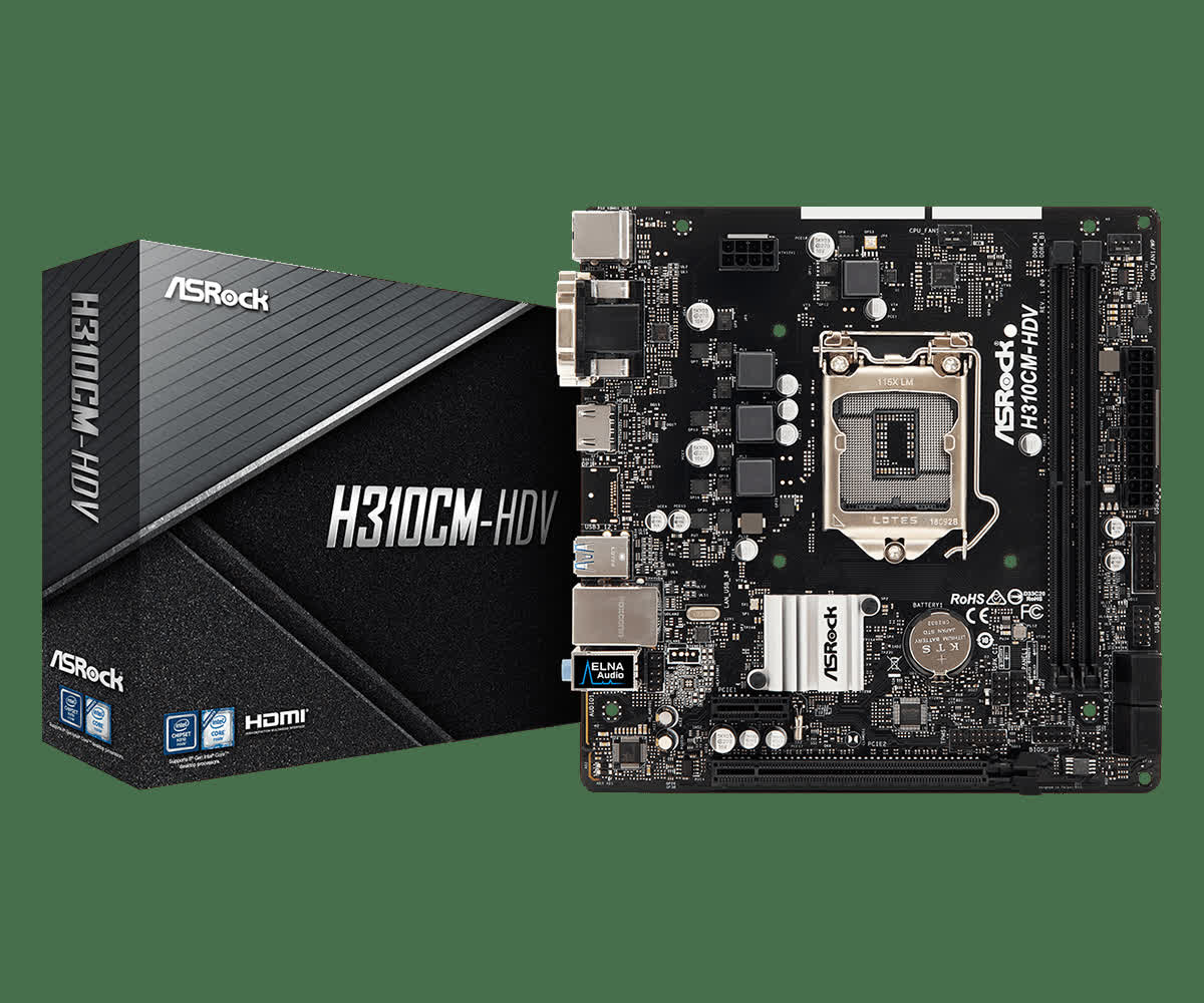 Mainboard ASROCK H310CM HDV (Intel H310, Socket 1151, m-ATX, 2 khe RAM DDR4)
