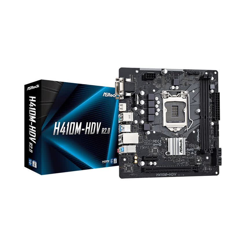 Mainboard ASROCK H410M-HDV R2.0 (Intel H410, Socket 1200, m-ATX, 2 khe Ram DDR4)
