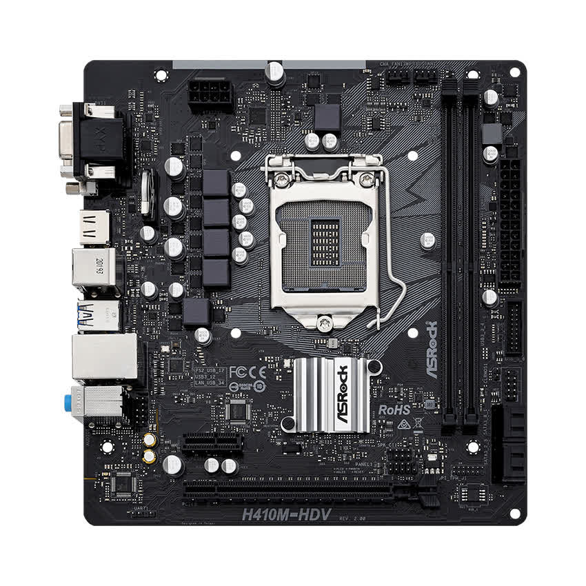 Mainboard ASROCK H410M-HDV R2.0 (Intel H410, Socket 1200, m-ATX, 2 khe Ram DDR4)