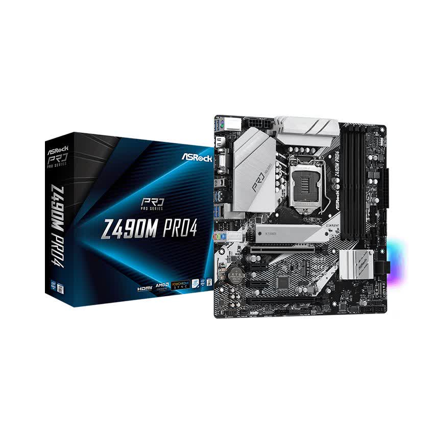 Mainboard ASROCK Z490M PRO 4 (Intel Z490, Socket 1200, ATX, 4 khe Ram DDR4)