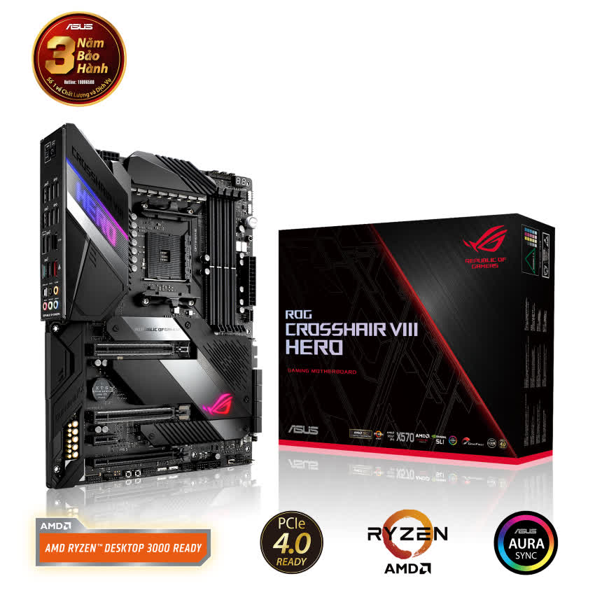 Mainboard ASUS ROG X570 CROSSHAIR VIII HERO (AMD X570, Socket AM4, ATX, 4 khe RAM DDR4)