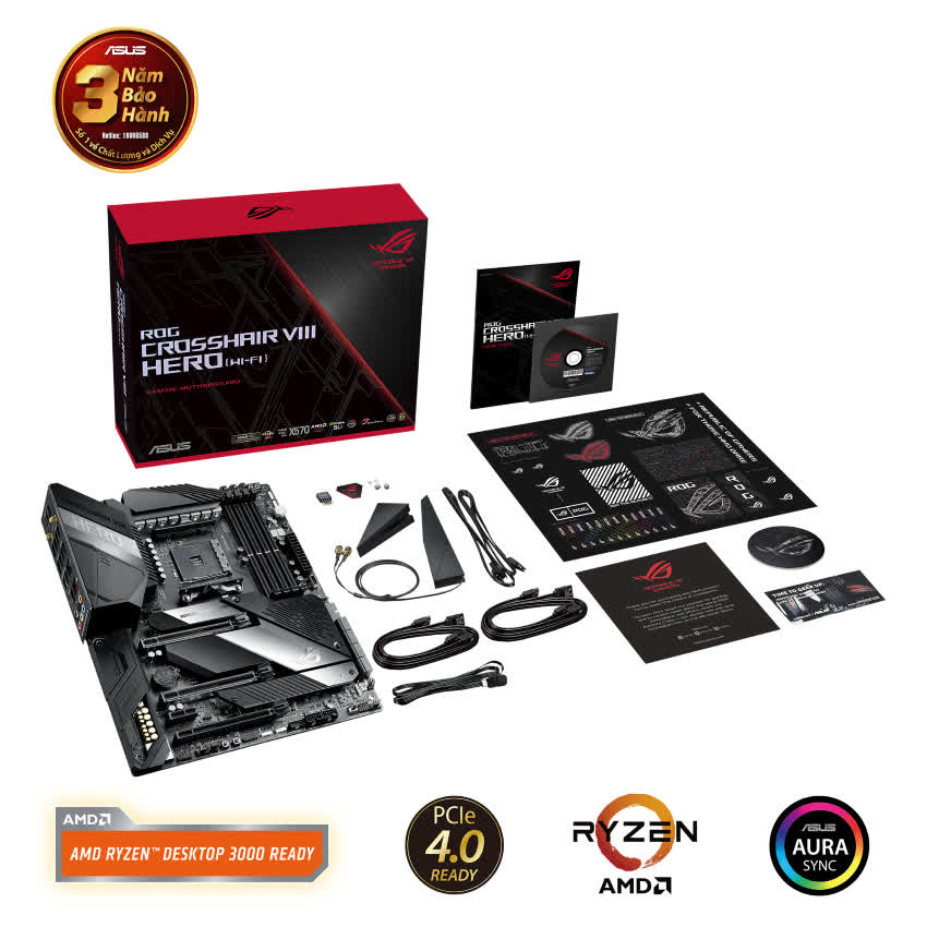 Mainboard ASUS ROG X570 CROSSHAIR VIII HERO Wifi (AMD X570, Socket AM4, ATX, 4 khe RAM DDR4)