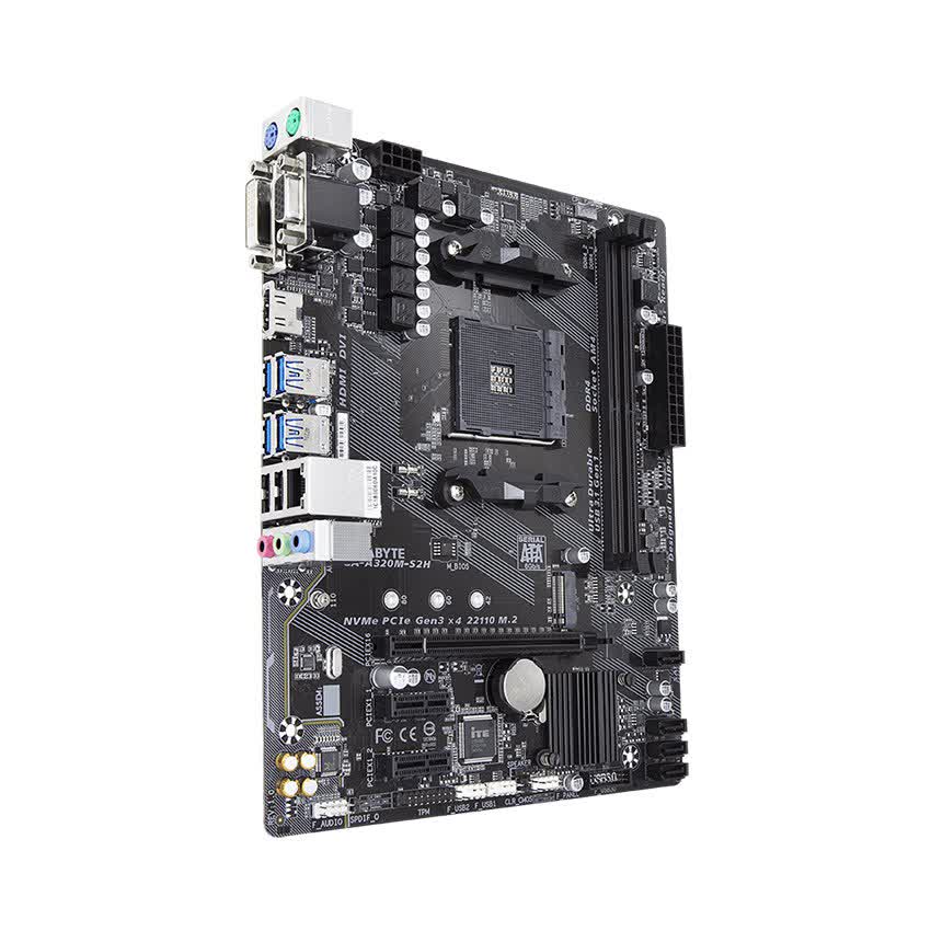 Mainboard GIGABYTE A320M-S2H (AMD A320, Socket AM4, m-ATX, 2 khe RAM DDR4)