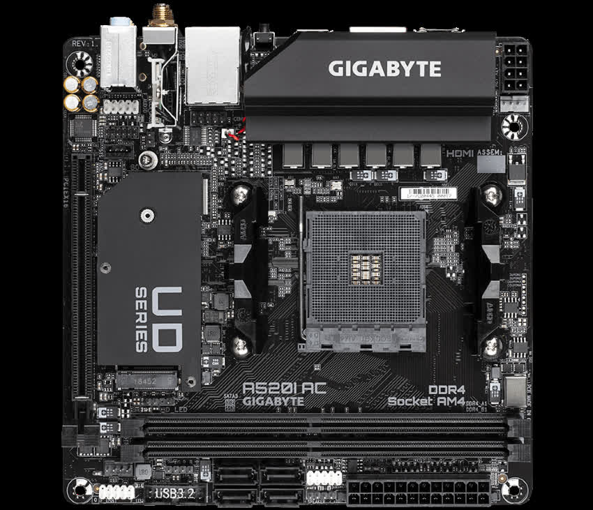 Mainboard Gigabyte A520I AC (AMD A520, Socket AM4, Mini-ITX, 2 khe RAM DDR4)