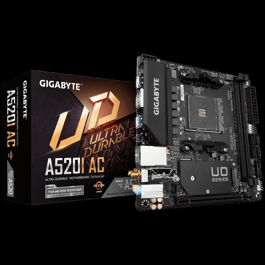 Mainboard Gigabyte A520I AC (AMD A520, Socket AM4, Mini-ITX, 2 khe RAM DDR4)