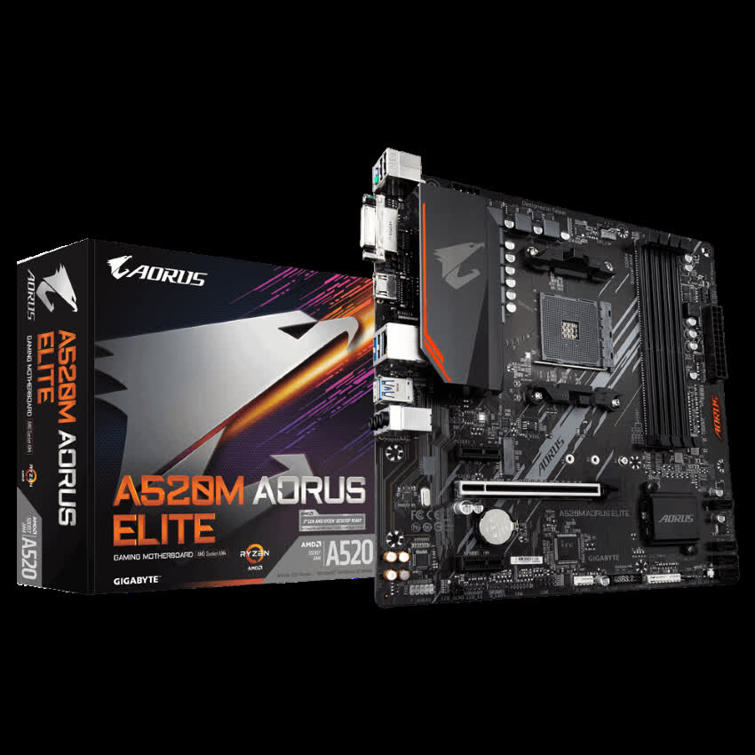 Mainboard Gigabyte A520M AORUS ELITE (AMD A520, Socket 1200, m-ATX, 4 khe RAM DDR4)