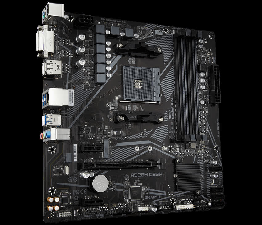 Mainboard Gigabyte A520M-DS3H (AMD A520, Socket 1200, m-ATX, 4 khe RAM DDR4)