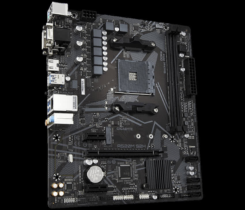 Mainboard Gigabyte A520M-S2H (AMD A520, Socket 1200, m-ATX, 2 khe RAM DDR4)