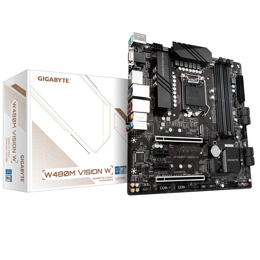 Mainboard Gigabyte W480M VISION W (W480, socket 1200, mATX, 4 khe RAM DDR4)