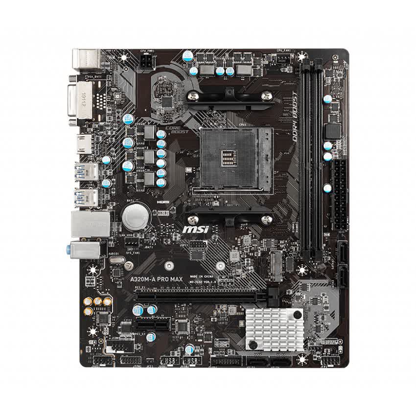 Mainboard MSI A320M-A PRO MAX (AMD A320, Socket AM4, m-ATX, 2 khe RAM DDR4)