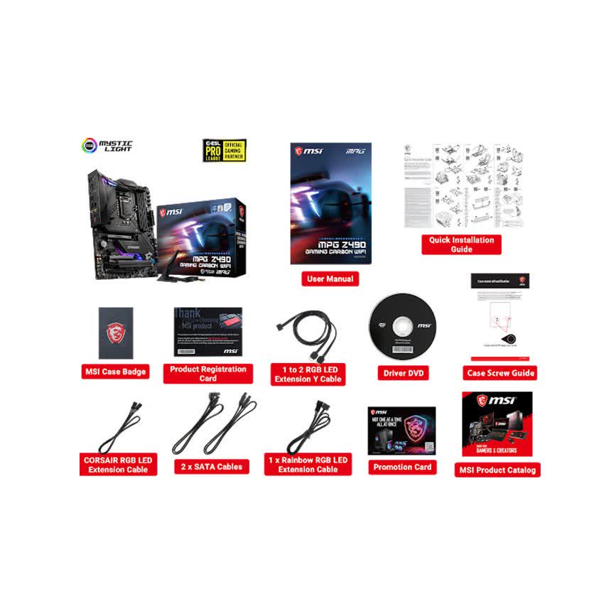 Mainboard MSI MPG Z490 GAMING CARBON WIFI (Intel Z490, Socket 1200, ATX, 4 khe RAM DDR4)