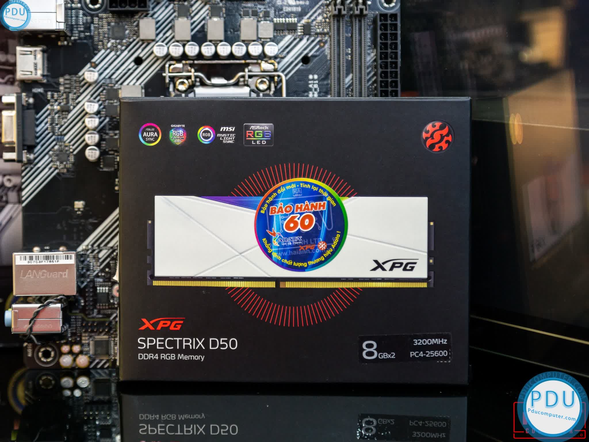 Ram Desktop Adata XPG Spectrix D50 RGB White (AX4U320038G16A-DW50) 16GB (2x8GB) DDR4 3200Mhz