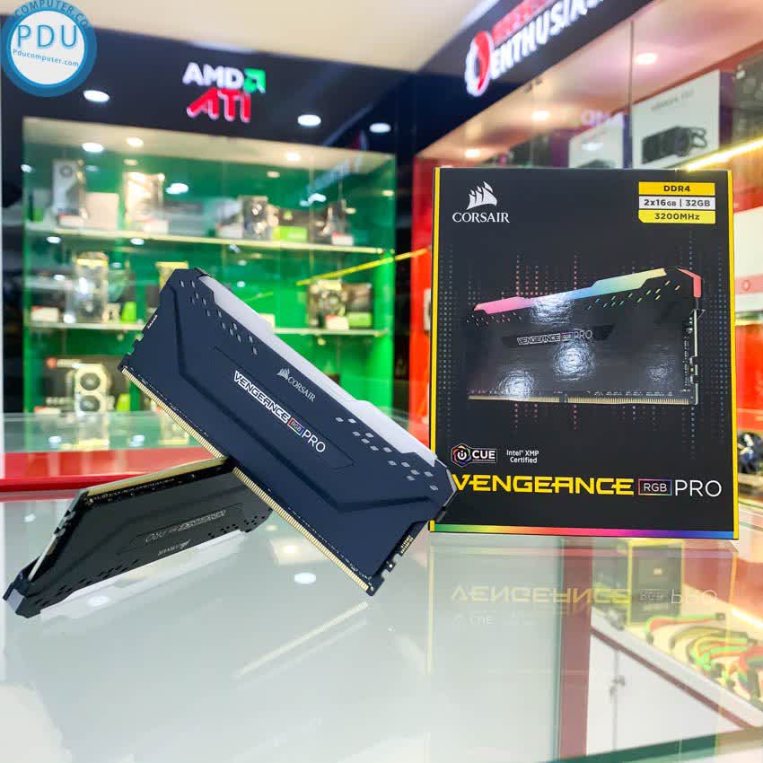 Ram Desktop Corsair Vengeance PRO RGB (CMW32GX4M2E3200C16) 32GB (2x16GB) DDR4 3200MHz