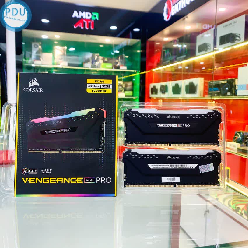 Ram Desktop Corsair Vengeance PRO RGB (CMW32GX4M2E3200C16) 32GB (2x16GB) DDR4 3200MHz