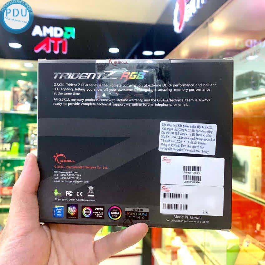 RAM Desktop Gskill Trident Z RGB (F4-3600C19D-16GTZRB) 16GB (2x8GB) DDR4 3600MHz