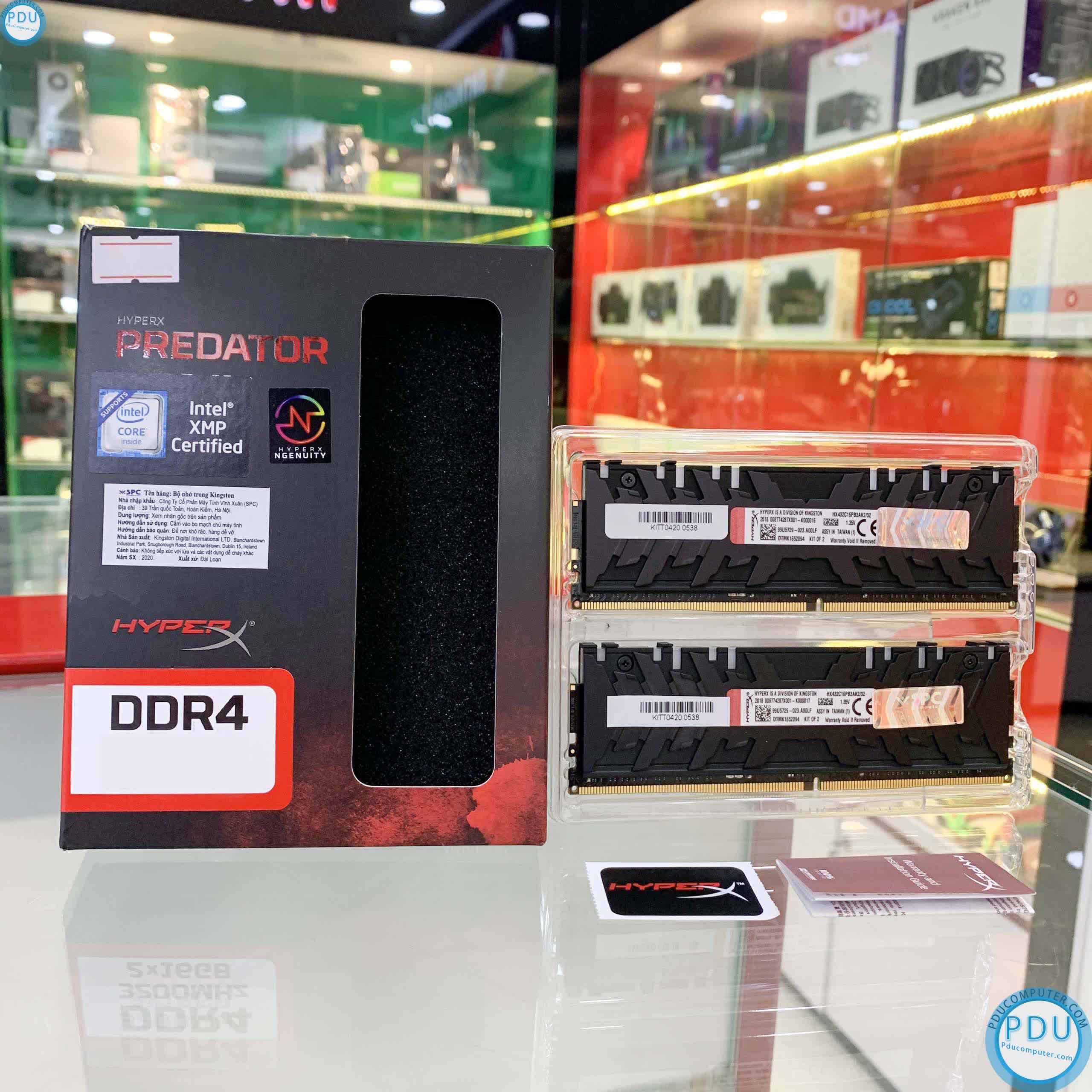 RAM Desktop KINGSTON HyperX Predator RGB (HX432C16PB3AK2/16) 16GB (2x8GB) DDR4 3200MHz