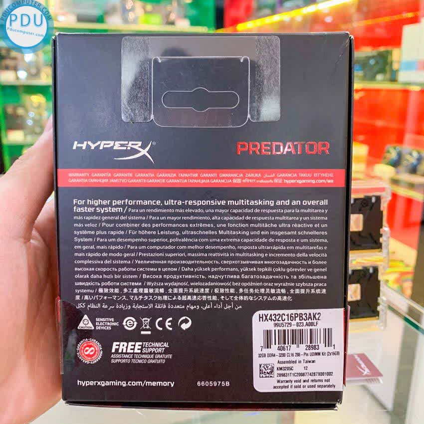 RAM Desktop KINGSTON HyperX Predator RGB (HX432C16PB3AK2/16) 16GB (2x8GB) DDR4 3200MHz