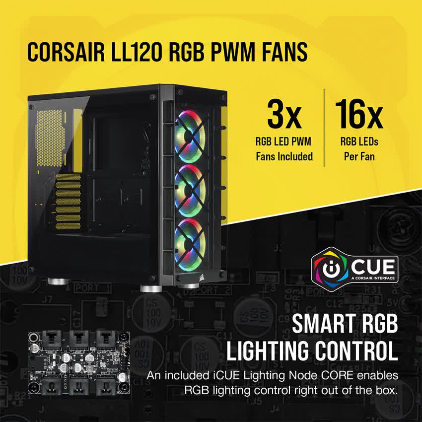 Vỏ Case Corsair 465X TG RGB (Mid Tower /Màu Đen) CC-9011188-WW