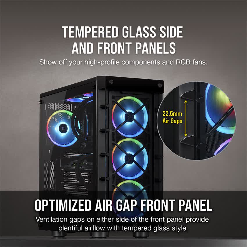 Vỏ Case Corsair 465X TG RGB (Mid Tower /Màu Đen) CC-9011188-WW
