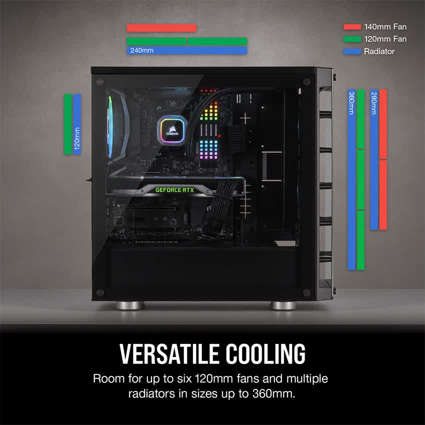 Vỏ Case Corsair 465X TG RGB (Mid Tower /Màu Đen) CC-9011188-WW
