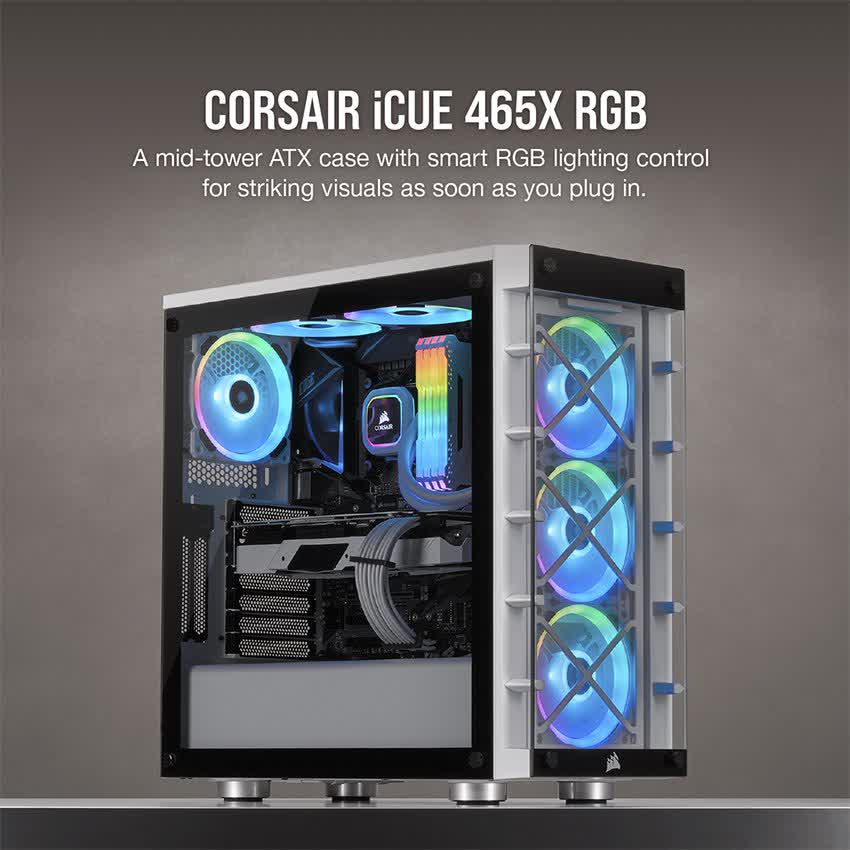 Vỏ Case Corsair 465X TG RGB (Mid Tower/Màu Trắng) CC-9011189-WW