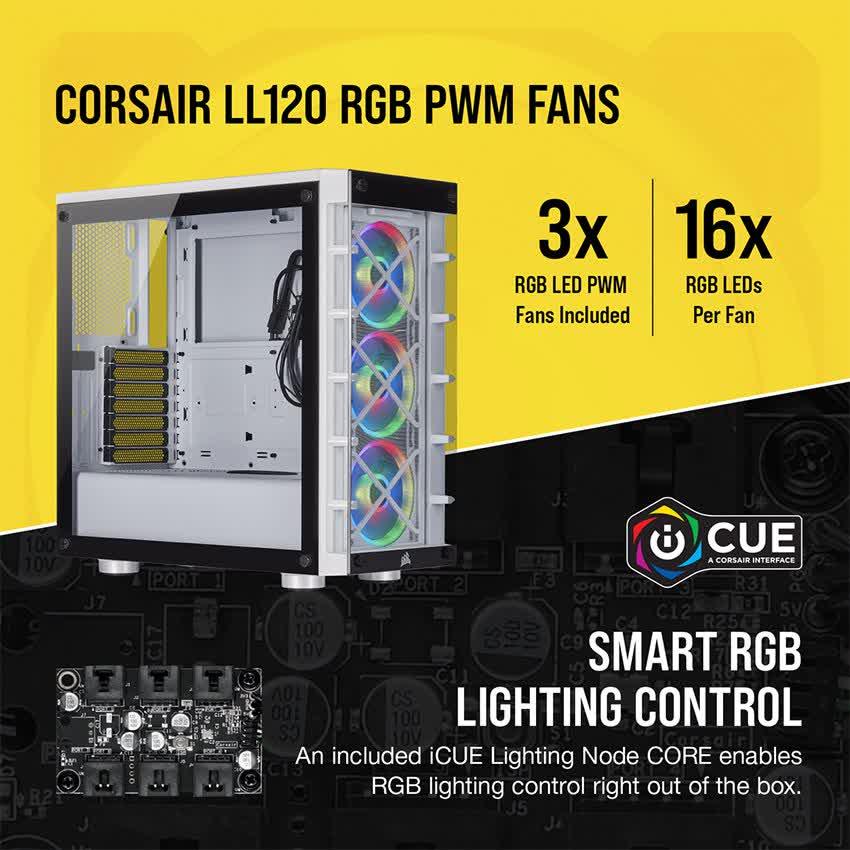 Vỏ Case Corsair 465X TG RGB (Mid Tower/Màu Trắng) CC-9011189-WW