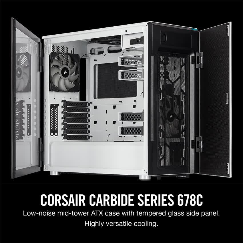 Vỏ Case Corsair  678C TG (Mid Tower/Màu Trắng)
