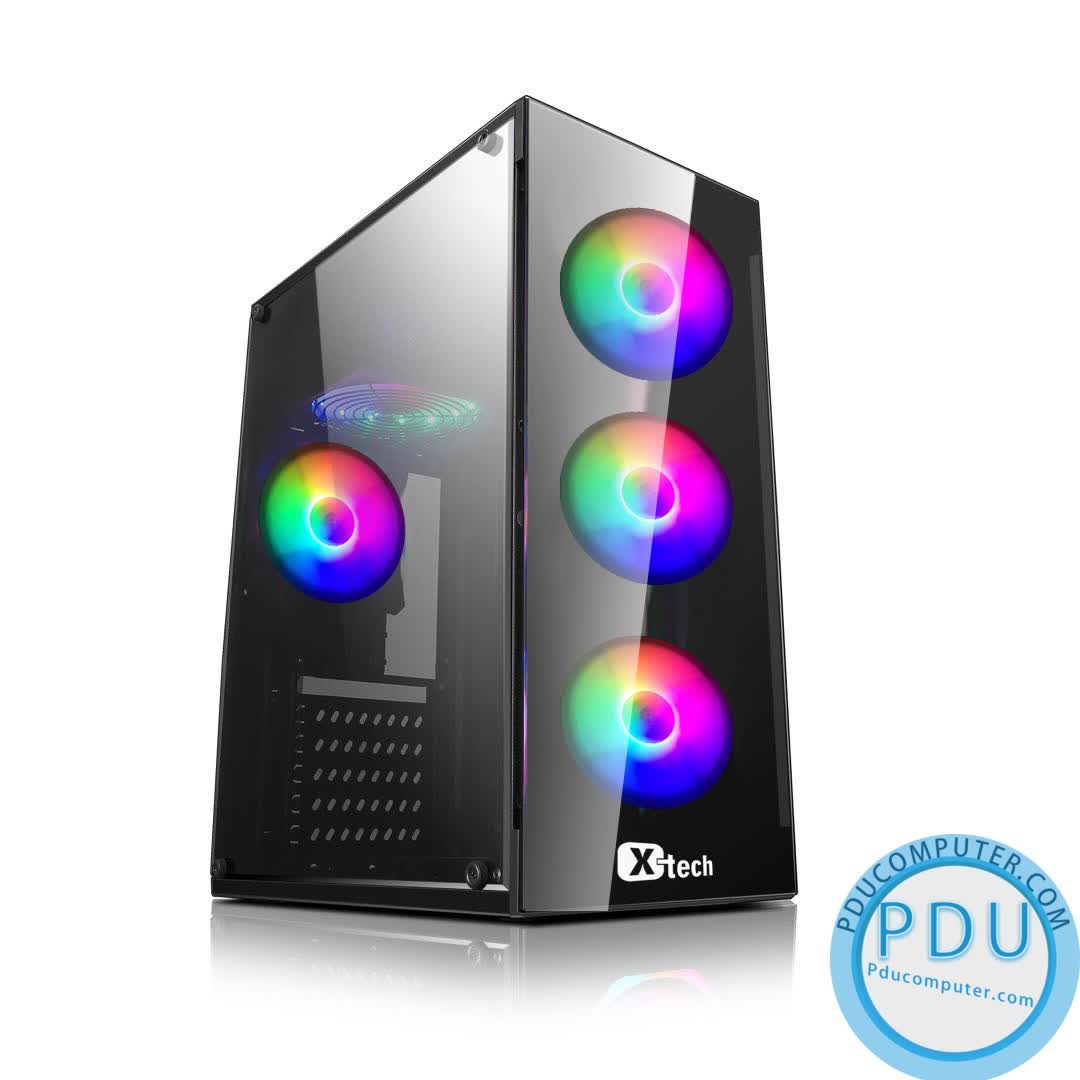 Vỏ Case Gaming XTECH  G340 (Mid Tower/Màu Đen/ Kèm 4 Fan RGB)