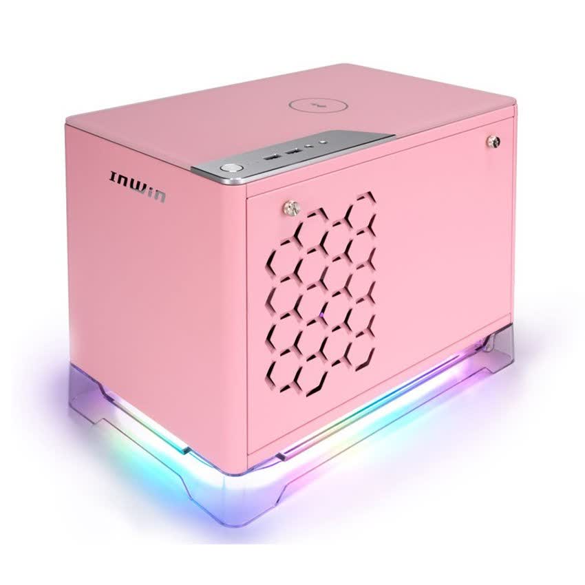 Vỏ case InWin A1 Plus Pink QI Charger - Full Side Tempered Glass Mini ITX ( Mini Tower/Màu Hồng)