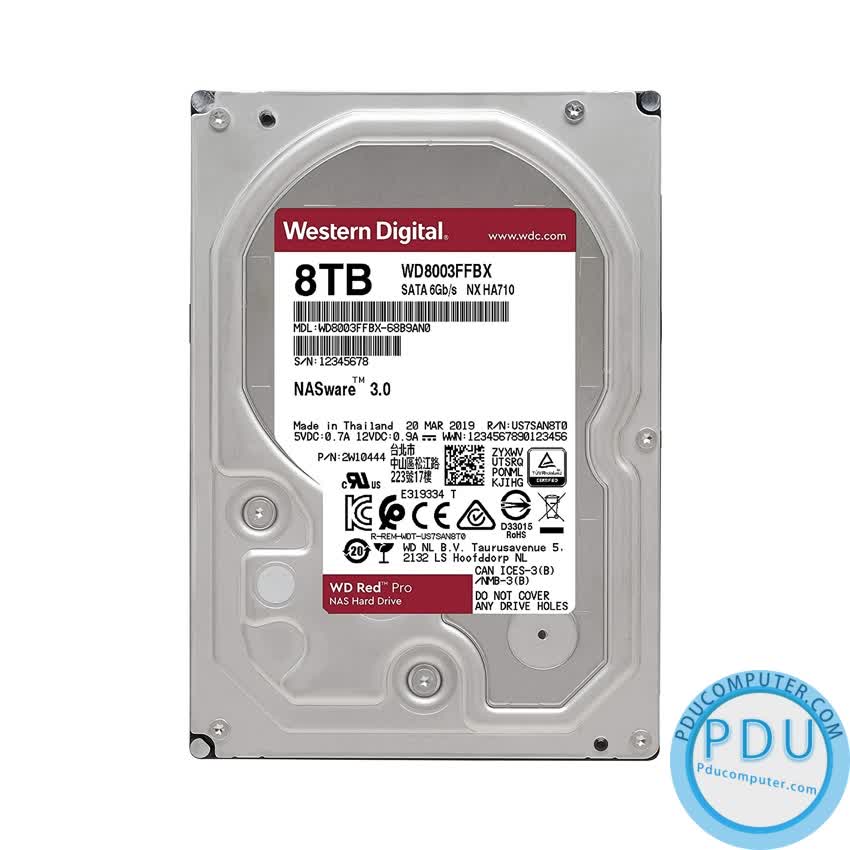 Ổ cứng HDD WD Red Pro 8TB 3.5 inch 7200RPM, SATA3 6Gb/s, 128MB Cache (WD8003FFBX)