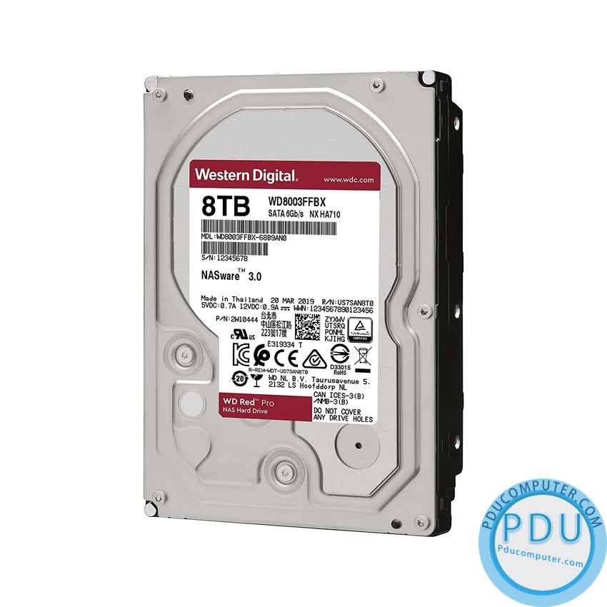 Ổ cứng HDD WD Red Pro 8TB 3.5 inch 7200RPM, SATA3 6Gb/s, 128MB Cache (WD8003FFBX)