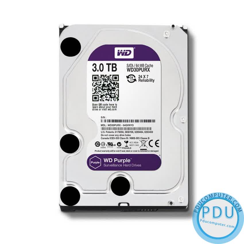 Ổ cứng HDD Western Purple 3TB 3.5 inch 5400RPM, SATA3 6Gb/s, 64MB Cache