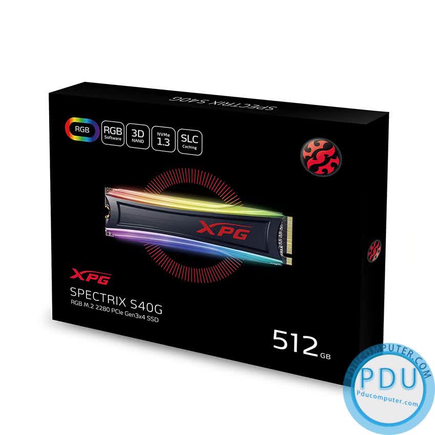 Ổ cứng SSD Adata XPG SPECTRIX S40G RGB 512GB M.2 2280 PCIe NVMe Gen 3x4 (Đọc 3500MB/s - Ghi 3000MB/s) - (AS40G-512GT-C)