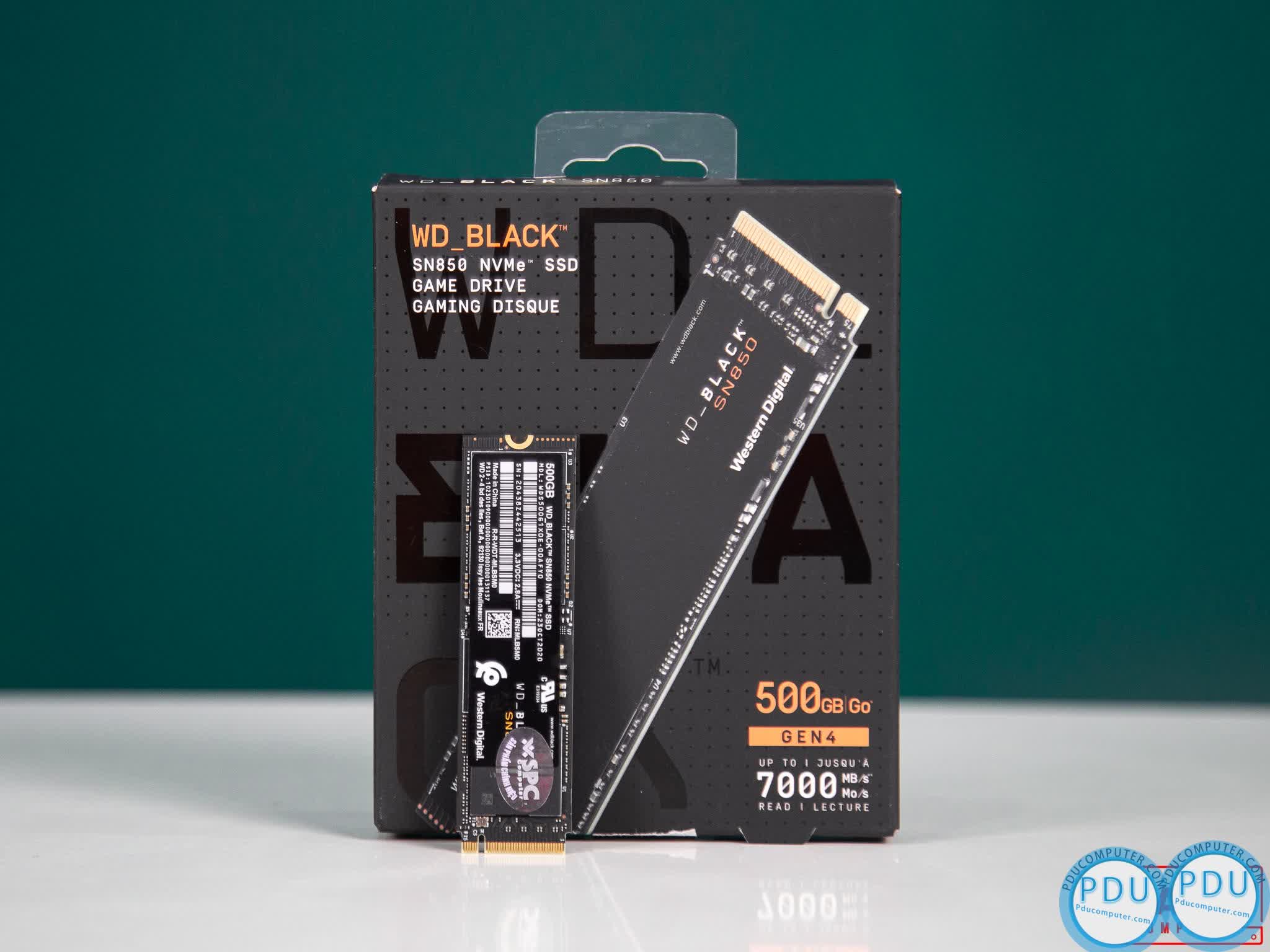 Ổ cứng SSD WD SN850 Black 500GB M.2 2280 PCIe NVMe 4x4 (Đọc 7000MB/s - Ghi 4100MB/s)-(WDS500G1X0E)