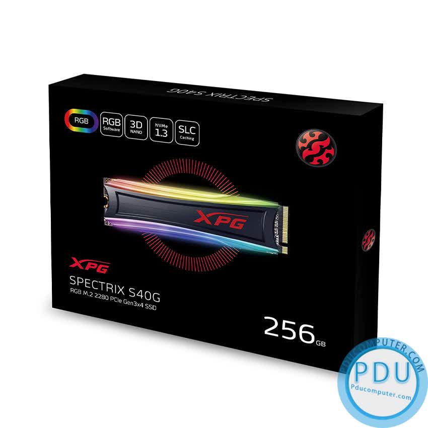 SSD Adata XPG SPECTRIX S40G RGB 256GB PCIe NVMe 3x4 (Doc 3500MB/s, Ghi 3000MB/s) - AS40G-256GT-C