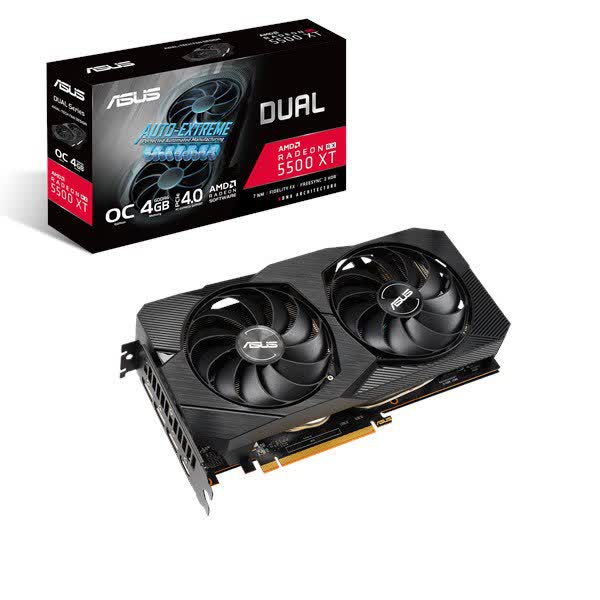 Card màn hình ASUS DUAL RX 5500 XT-O4G EVO (4GB GDDR6, 128-bit,HDMI+DP, 1x8-pin)
