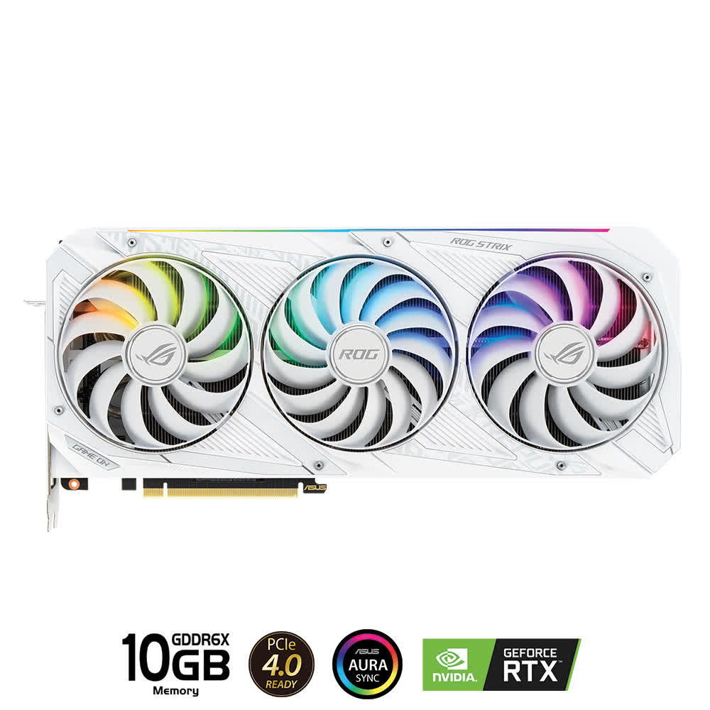 Card màn hình ASUS ROG STRIX RTX 3080-O10G-WHITE (10GB GDDR6X, 320-bit, HDMI +DP, 3x8-pin)