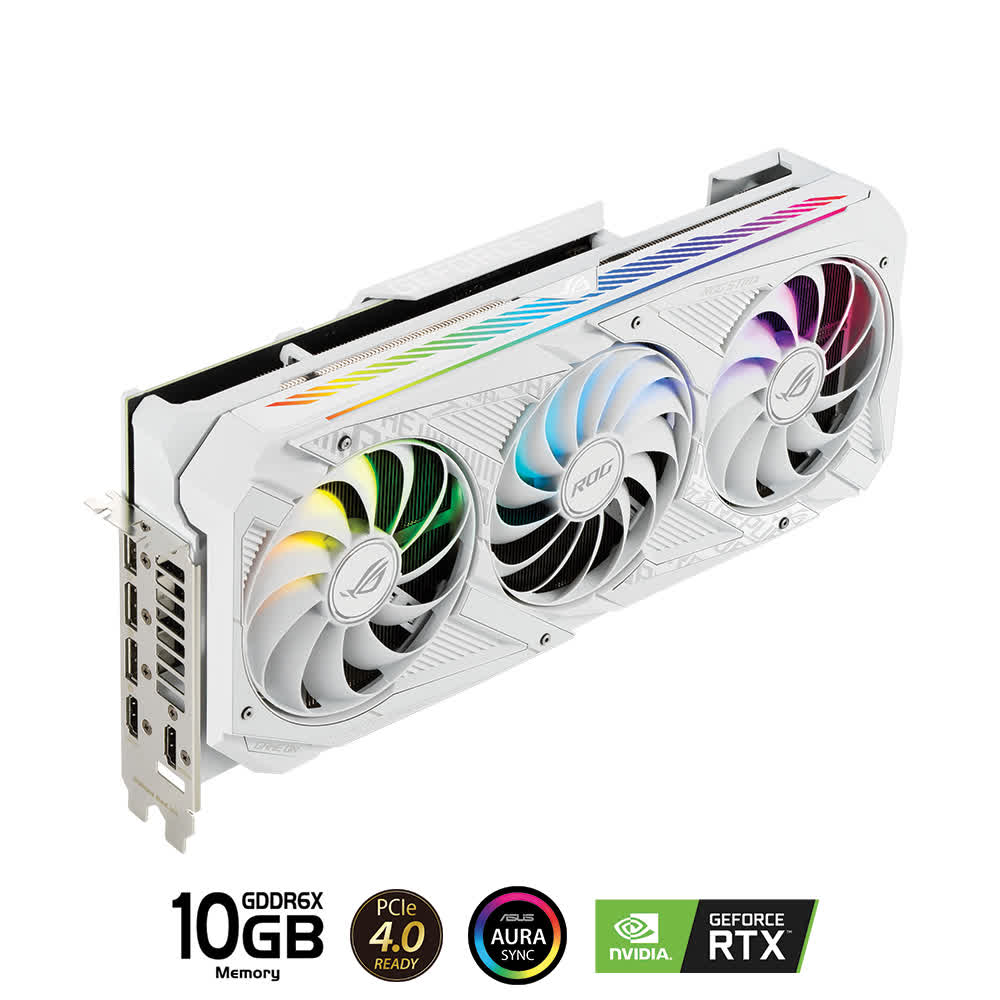 Card màn hình ASUS ROG STRIX RTX 3080-O10G-WHITE (10GB GDDR6X, 320-bit, HDMI +DP, 3x8-pin)