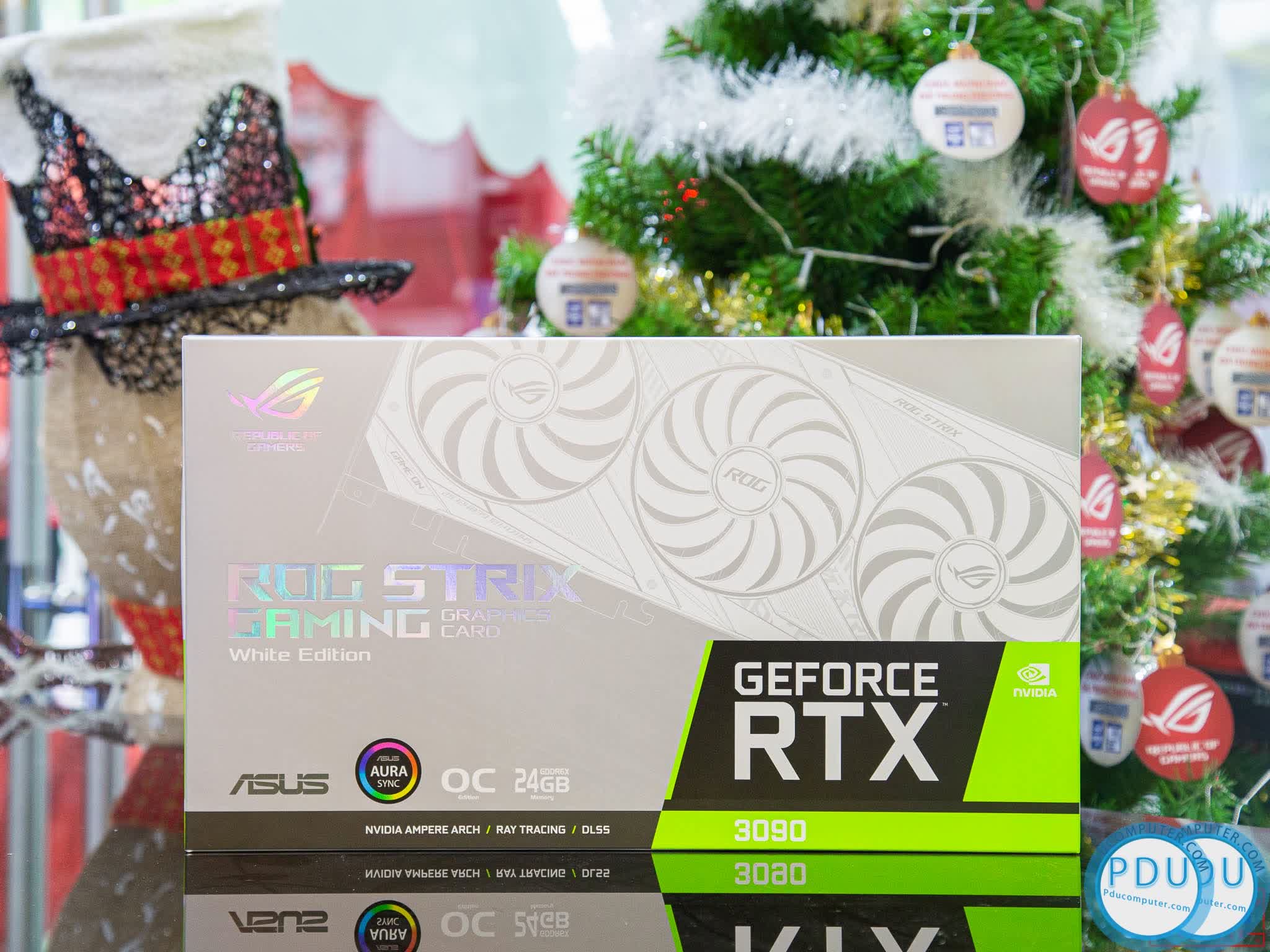 Card màn hình ASUS ROG STRIX RTX 3090-O24G-WHITE (24GB GDDR6X, 384-bit, HDMI +DP, 3x8-pin)