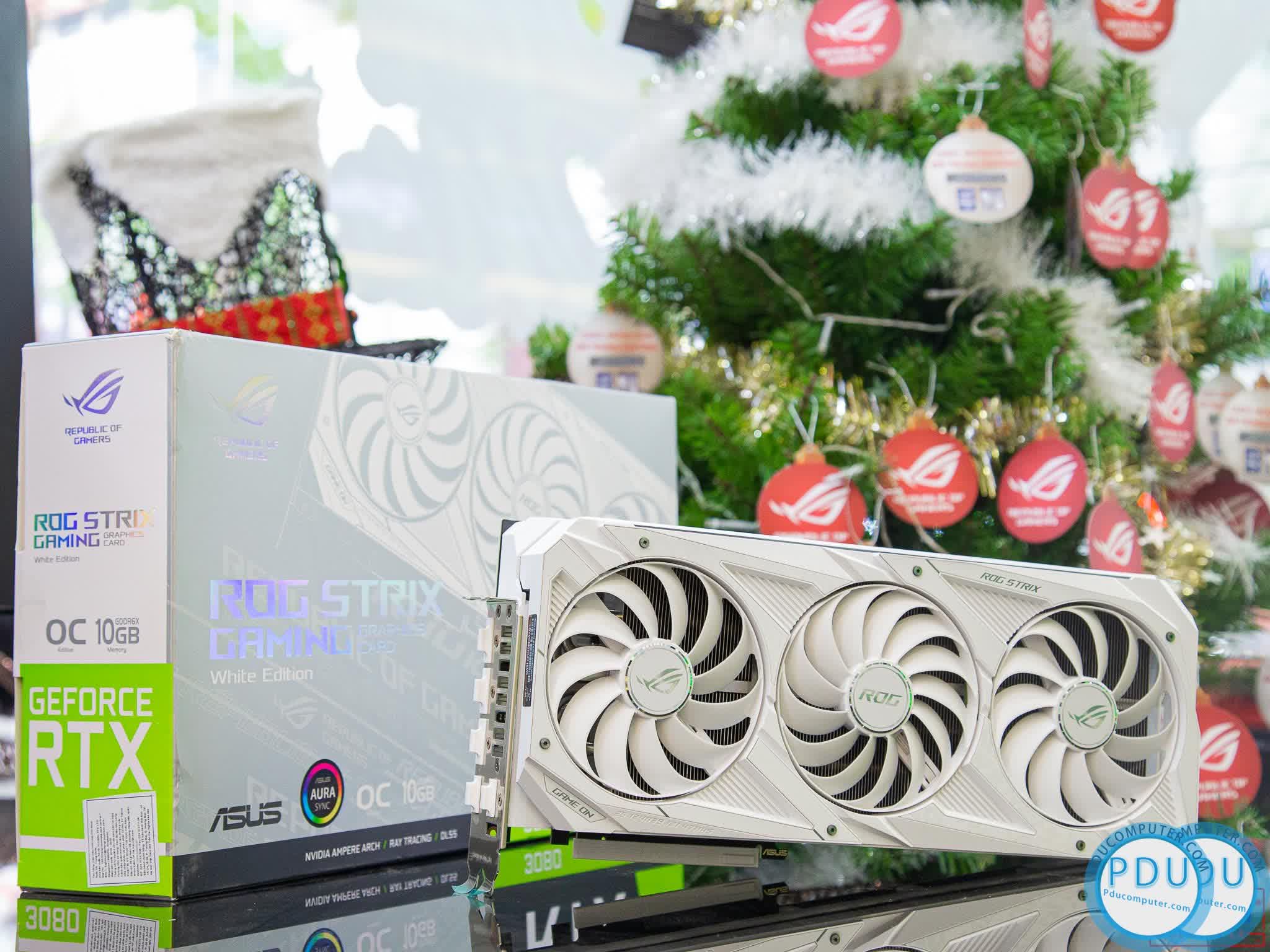 Card màn hình ASUS ROG STRIX RTX 3090-O24G-WHITE (24GB GDDR6X, 384-bit, HDMI +DP, 3x8-pin)